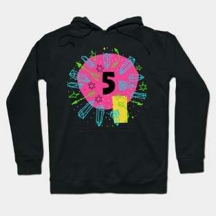 Abstract Celestial Crystals Stars Candy Colors Number Five Hoodie